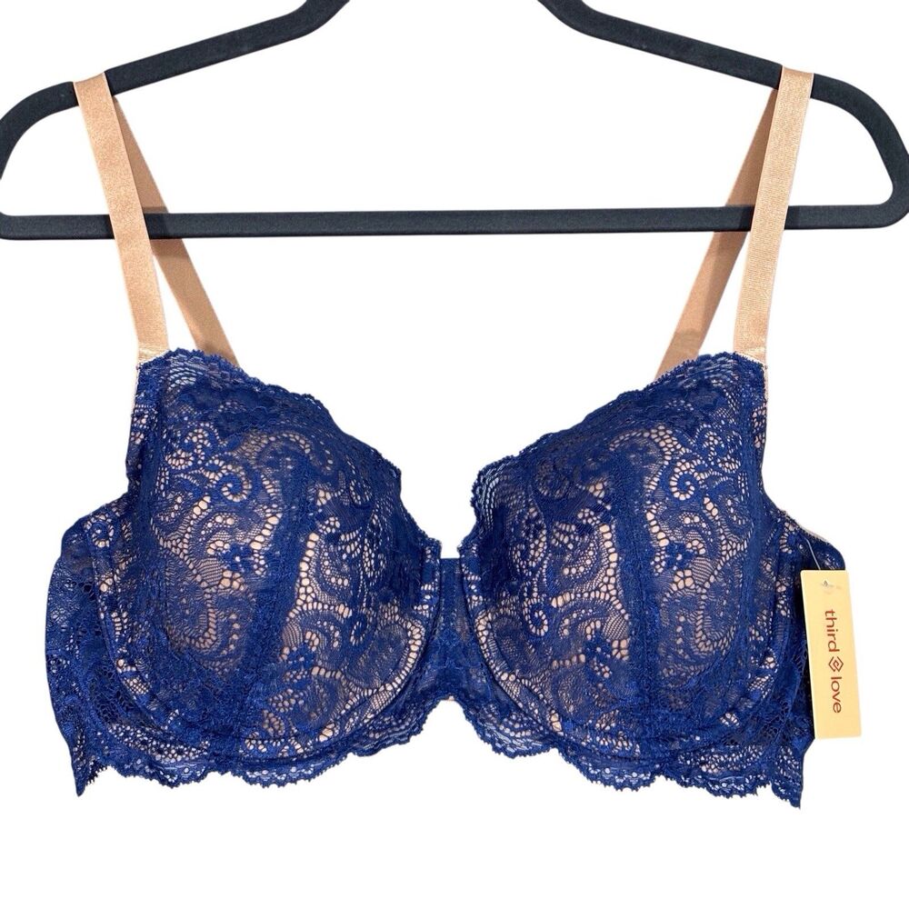 ThirdLove 24/7 Lace Balconette Size 40C Blue Lace Underwire Bra NWT